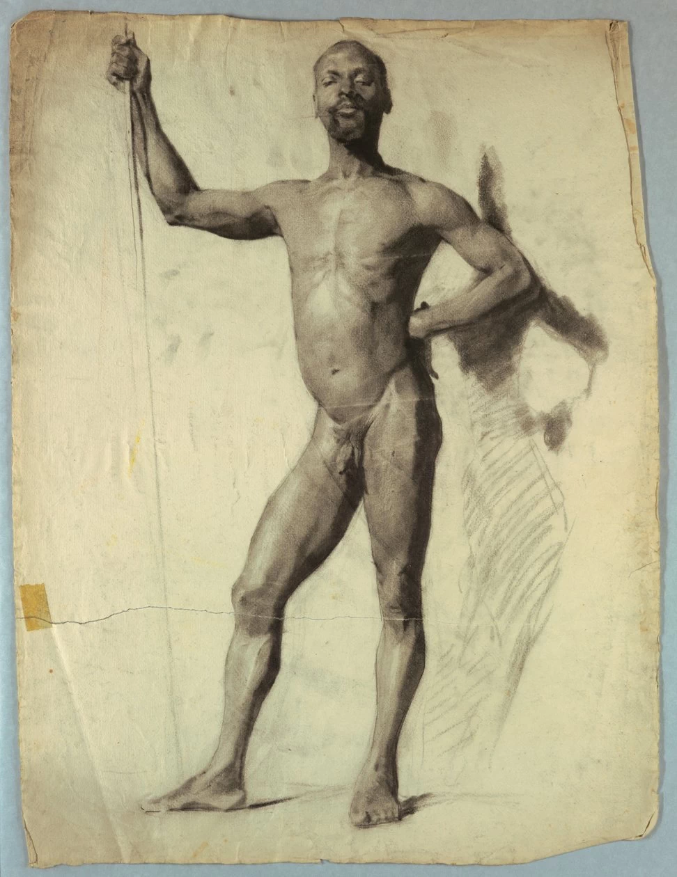 Studio di nudo di uomo con bastone
